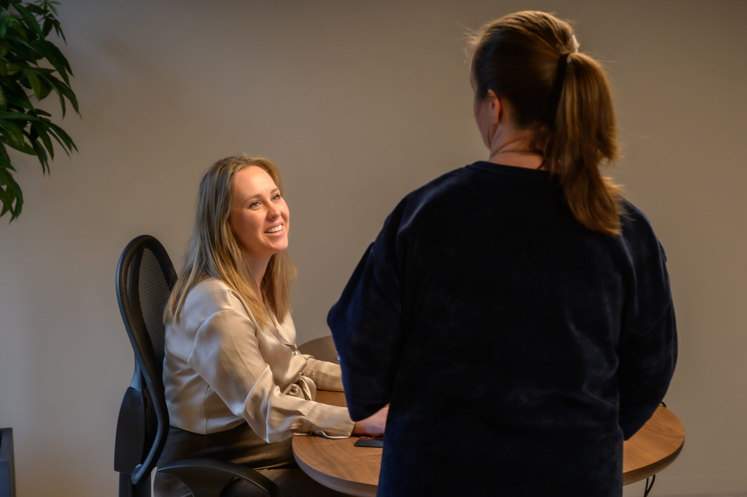 Laura and Marita discussing a Business Support project